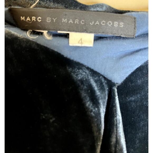 Marc by Marc Jacobs Woman's Size 4 Velvet Empire Waist Mini Dress Tie Neck and L - Picture 2 of 7